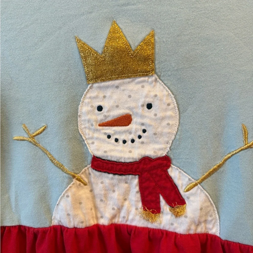 Mini Boden festive snowman appliqué dress